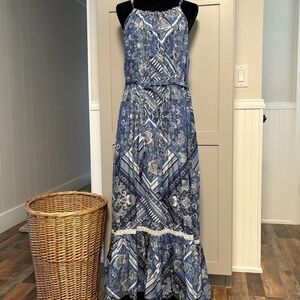 Blue Patterned Maxi Dress
